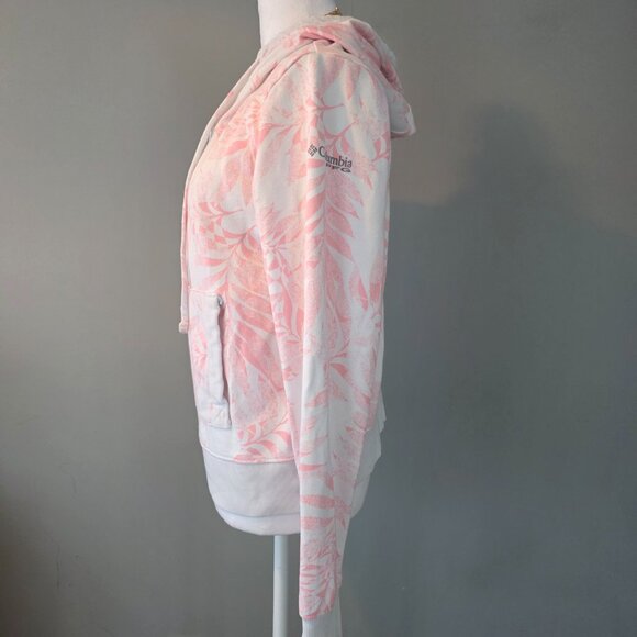 Columbia Women's Hoodie Sweatshirt Pink and White Floral Pattern Size Small - Picture 4 of 10